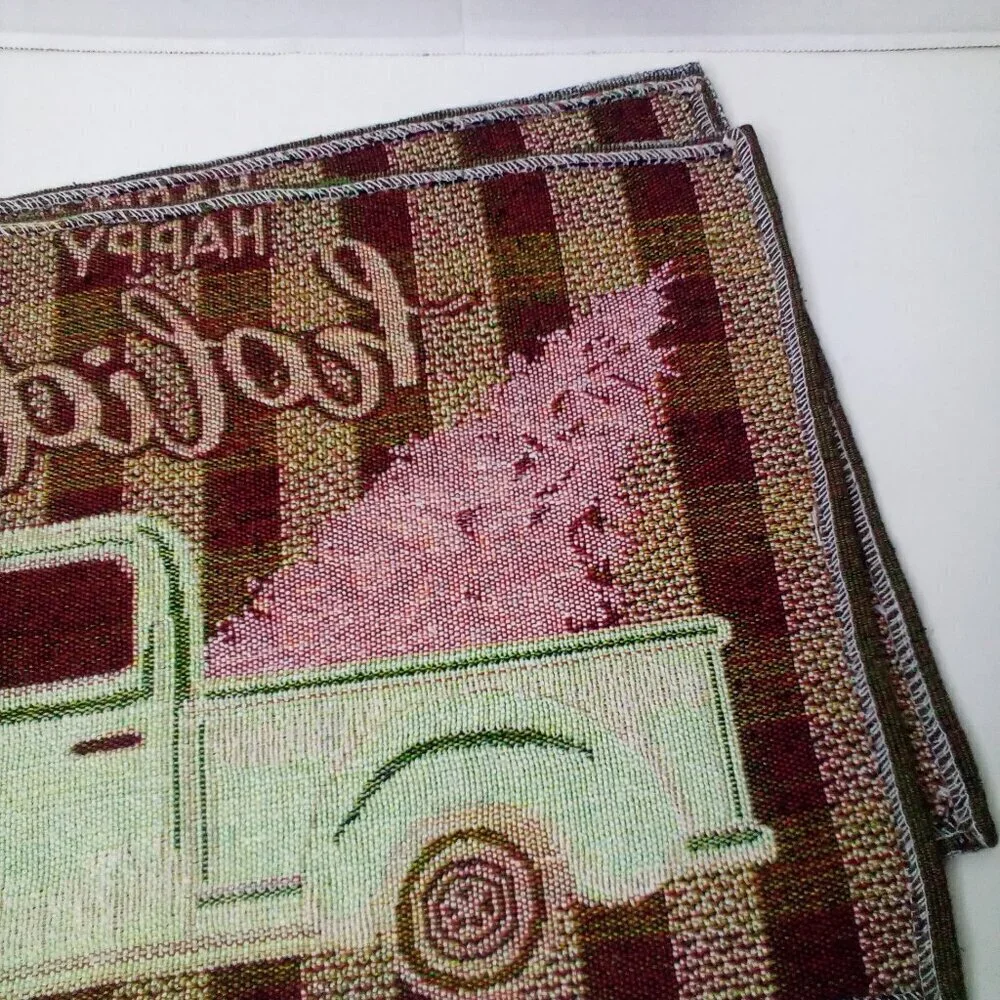 Christmas Placemat Lot of 4 Red Truck Tree Fabric 18